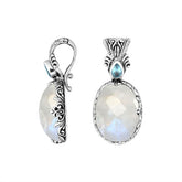 AP-8027-RM Sterling Silver Pendant With Rainbow Moonstone,Blue Topaz Q. & Enhancer Pendant Bail Jewelry Bali Designs Inc